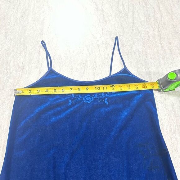 Vintage California Miss Blue Crushed Velvet‎ Sleeveless Midi Dress Size Small - Picture 10 of 13